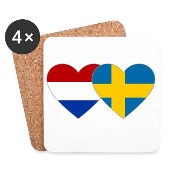 Holland Schweden Flagge Hände Herzform - Untersetzer (4er-Set) - Weiß - Vorne