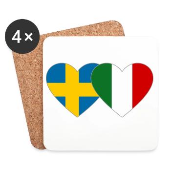 Schweden Italien Flagge Hände Herzform - Untersetzer (4er-Set) - Weiß - Vorne
