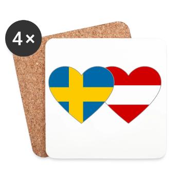 Sweden Austria Flag Heart - Coasters (set of 4) - white - Front