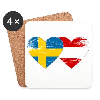 Sweden Austria Flag Heart used - Coasters (set of 4) - white - Front