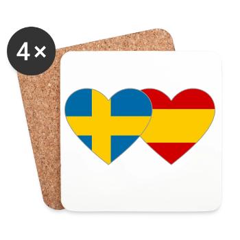 Schweden Spanien Flagge Herz - Untersetzer (4er-Set) - Weiß - Vorne