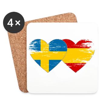 Schweden Spanien Flagge Herz used - Untersetzer (4er-Set) - Weiß - Vorne
