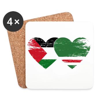 Palestine Chechnya Flag Heart Used - Coasters (set of 4) - white - Front