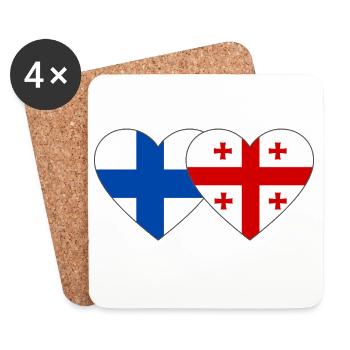 Cœur du drapeau de la Finlande Géorgie - Dessous de verre (lot de 4) - blanc - Devant