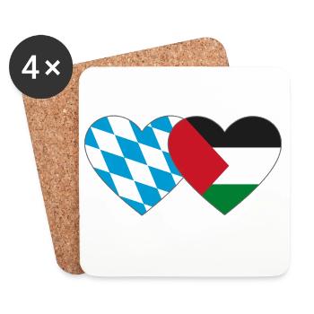Bavière, Palestine, Drapeau, Coeur - Dessous de verre (lot de 4) - blanc - Devant
