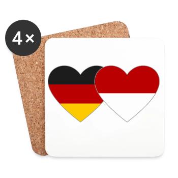 Allemagne Monaco Drapeau Coeur - Dessous de verre (lot de 4) - blanc - Devant
