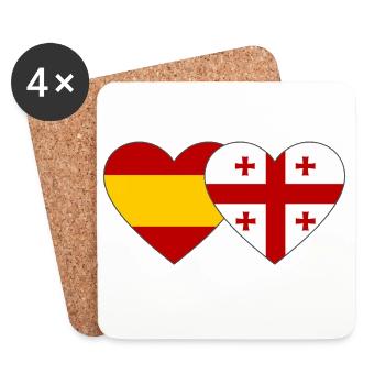 Espagne Géorgie Drapeaux Cœur - Dessous de verre (lot de 4) - blanc - Devant