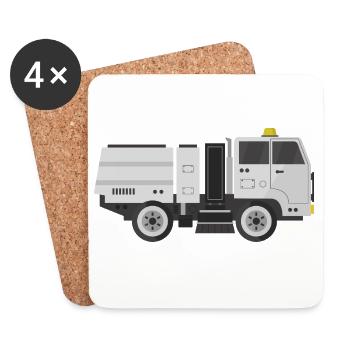 Modern street sweeper - Coasters (set of 4) - white - Front