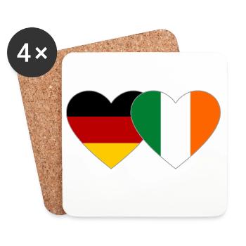 Cœur du drapeau Allemagne Irlande - Dessous de verre (lot de 4) - blanc - Devant