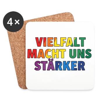 La diversité nous rend plus forts – Regenbogen Design - Dessous de verre (lot de 4) - blanc - Devant