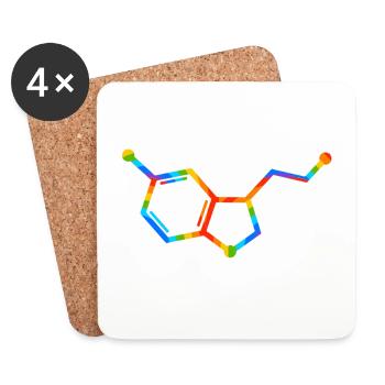 Rainbow Molecule Geometry - seratonin - Coasters (set of 4) - white - Front