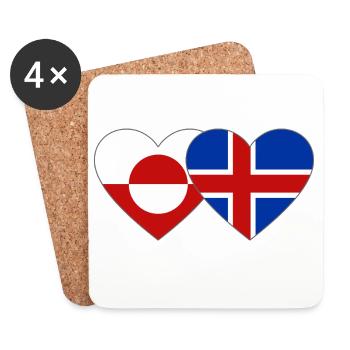 Drapeau du Groenland Danemark Cœur - Dessous de verre (lot de 4) - blanc - Devant