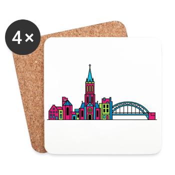 Ligne de la silhouette de la ville de Nimègue Waal Bridge - Dessous de verre (lot de 4) - blanc - Devant