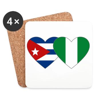 Kuba Nigeria Flagge Herzflagge - Untersetzer (4er-Set) - Weiß - Vorne