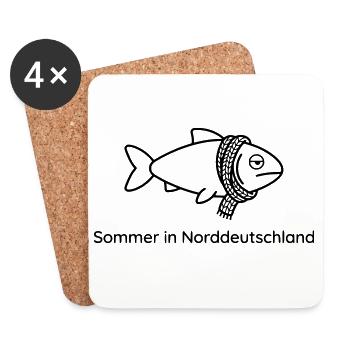 Sommer Norddeutschland Lustiger Regen Spruch - Untersetzer (4er-Set) - Weiß - Vorne
