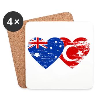 Australien Türkei Flagge Herz used - Untersetzer (4er-Set) - Weiß - Vorne