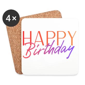 Bon anniversaire - Dessous de verre (lot de 4) - blanc - Devant