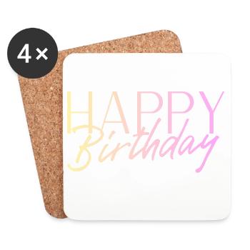 Happy Birthday - Untersetzer (4er-Set) - Weiß - Vorne