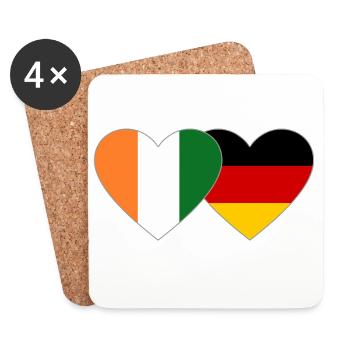 Cœur du drapeau de la Côte d’Ivoire et de l’Allemagne - Dessous de verre (lot de 4) - blanc - Devant