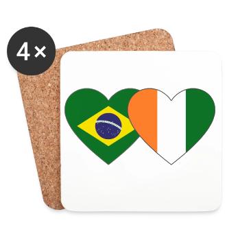 Brasillien_Elfenbeinküste_Flagge_Herz - Dessous de verre (lot de 4) - blanc - Devant