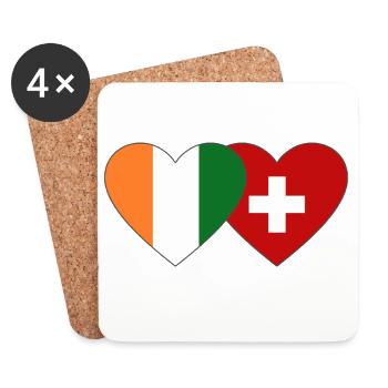 Drapeau de la Côte d’Ivoire Suisse Cœur - Dessous de verre (lot de 4) - blanc - Devant