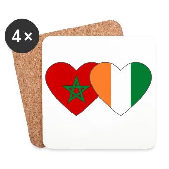 Côte d'Ivoire Morocco Flag Heart - Coasters (set of 4) - white - Front