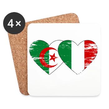 Algeria Italy Flag Heart Used - Coasters (set of 4) - white - Front