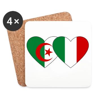 Algeria Italy Flag Heart Used - Coasters (set of 4) - white - Front