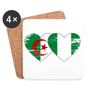 Algerien Nigeria Flagge Herz used - Untersetzer (4er-Set) - Weiß - Vorne