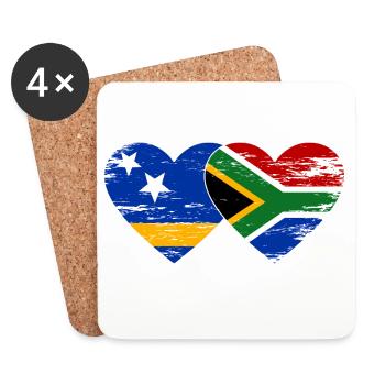 Curacao South Africa Flag Hands Heart Shape - Coasters (set of 4) - white - Front