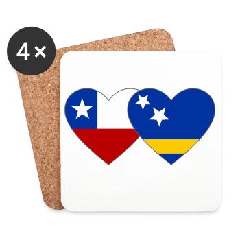 Chile_Curacao_Flagge_Herz - Untersetzer (4er-Set) - Weiß - Vorne