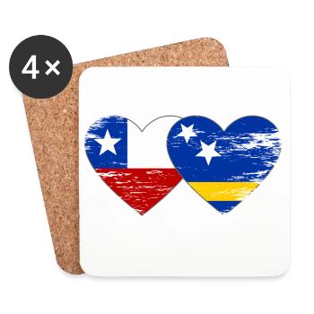Chile_Curacao_Flagge_Herz_used - Dessous de verre (lot de 4) - blanc - Devant