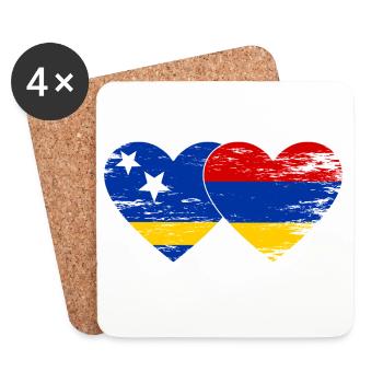 Curacao Armenia flag heart used - Coasters (set of 4) - white - Front