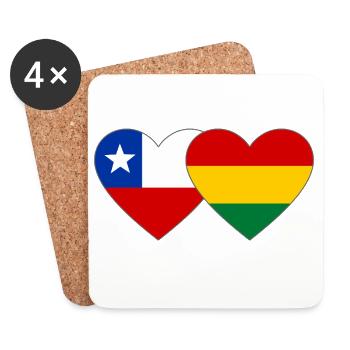 Chile Bolivien Flagge Herz - Untersetzer (4er-Set) - Weiß - Vorne