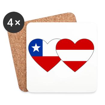 Chili Drapeaux Autrichiens Cœur - Dessous de verre (lot de 4) - blanc - Devant