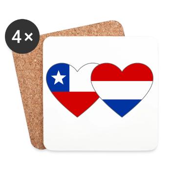Chile_Holland_Flagge_Herz - Untersetzer (4er-Set) - Weiß - Vorne