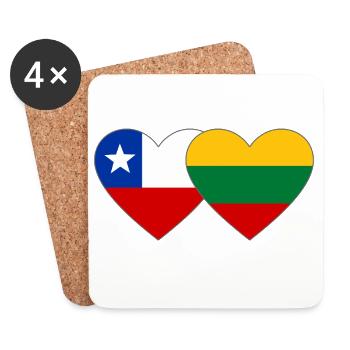 Chile_Estland_Flagge_Herz - Untersetzer (4er-Set) - Weiß - Vorne