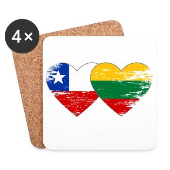 Chile_Estland_Flagge_Herz_used - Untersetzer (4er-Set) - Weiß - Vorne