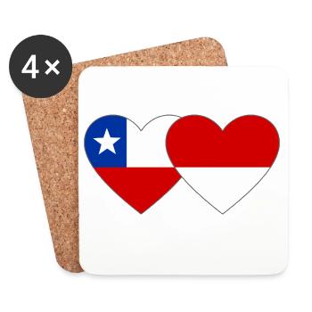 Chile_Polen_Flagge_Herz - Untersetzer (4er-Set) - Weiß - Vorne
