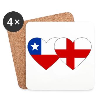 Chile England Flagge Herz  - Untersetzer (4er-Set) - Weiß - Vorne