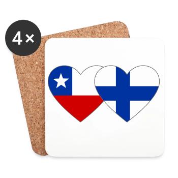 Chile Finnland Flagge Herz - Untersetzer (4er-Set) - Weiß - Vorne
