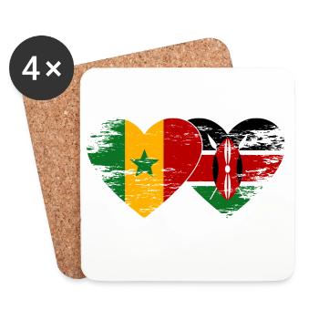 Senegal_Kenia_Flagge_Herz_used - Dessous de verre (lot de 4) - blanc - Devant