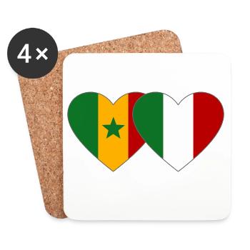 Senegal_Italien_Flagge_Herz - Coasters (set of 4) - white - Front