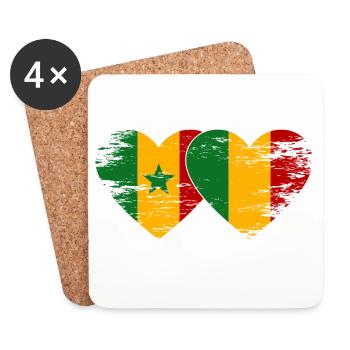 Senegal_Mali_Flagge_Herz_used - Dessous de verre (lot de 4) - blanc - Devant