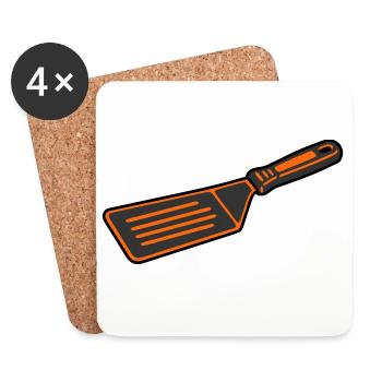 Grill Turner BBQ Spatula Grill Master Cooking - Coasters (set of 4) - white - Front