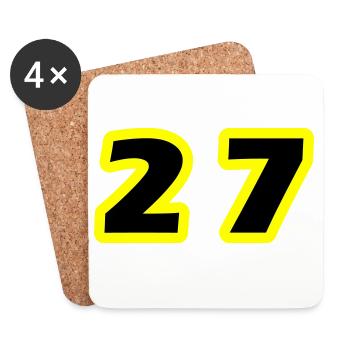 27 Symbole numérique - Dessous de verre (lot de 4) - blanc - Devant