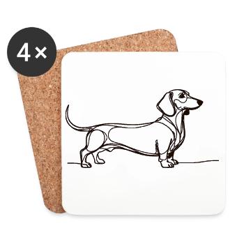 Minimalist Dachshund One Line Art Shirt WITH A DACHSH - Coasters (set of 4) - white - Front