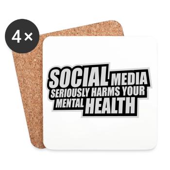 Les réseaux sociaux nuisent sérieusement à la santé mentale selon les affirmations - Dessous de verre (lot de 4) - blanc - Devant