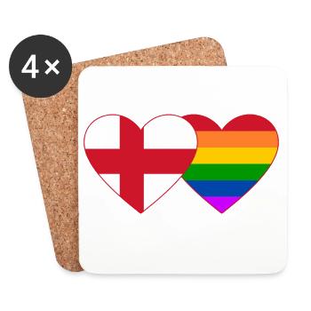 England Regenbogen Flagge Herz - Untersetzer (4er-Set) - Weiß - Vorne