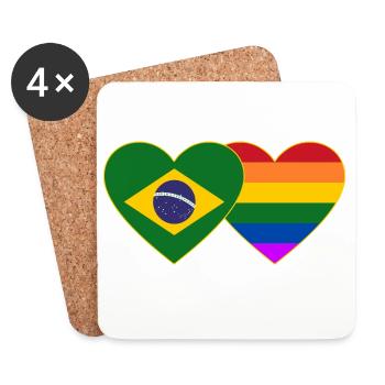 Brasilien Regenbogen Flagge Herz - Untersetzer (4er-Set) - Weiß - Vorne